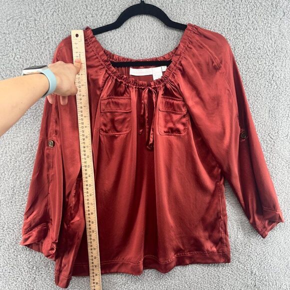 Soft Surroundings Blouse Size Small 100% Silk Rust Burnt Orange NWOT - Picture 9 of 14